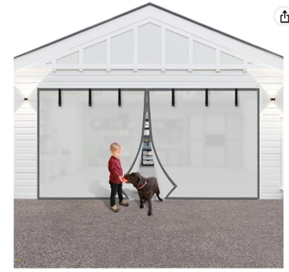 9x8FT Privacy Garage Door Screen Magnetic Mesh Silver Gray 1 Car NEW/OB